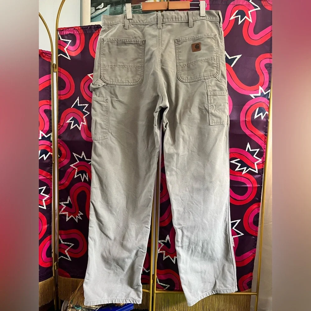 Vintage Carhartt B11 DES Duck Canvas Dungarees Work Pant Washed Carpenter Desert - Picture 5 of 10